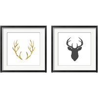 Framed Charcoal Deer Head 2 Piece Framed Art Print Set