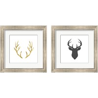 Framed 'Charcoal Deer Head 2 Piece Framed Art Print Set' border=