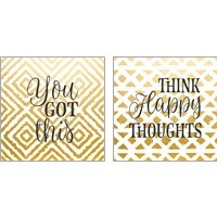 Framed 'Think Happy Thoughts 2 Piece Art Print Set' border=