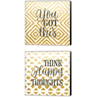 Framed 'Think Happy Thoughts 2 Piece Canvas Print Set' border=