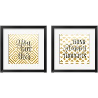 Framed 'Think Happy Thoughts 2 Piece Framed Art Print Set' border=