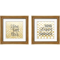 Framed 'Think Happy Thoughts 2 Piece Framed Art Print Set' border=