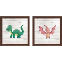 Framed 'Water Color Dino  2 Piece Framed Art Print Set' border=