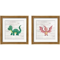 Framed Water Color Dino  2 Piece Framed Art Print Set