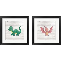 Framed 'Water Color Dino  2 Piece Framed Art Print Set' border=