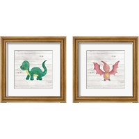 Framed Water Color Dino  2 Piece Framed Art Print Set
