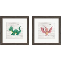 Framed Water Color Dino  2 Piece Framed Art Print Set