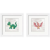 Framed Water Color Dino  2 Piece Framed Art Print Set