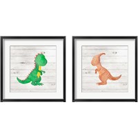 Framed Water Color Dino  2 Piece Framed Art Print Set