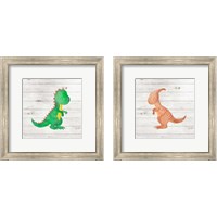Framed 'Water Color Dino  2 Piece Framed Art Print Set' border=