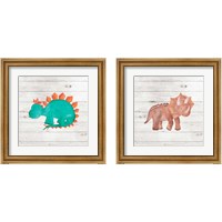 Framed Water Color Dino  2 Piece Framed Art Print Set