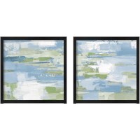 Framed 'Urban Walkway Blue and Green 2 Piece Framed Art Print Set' border=