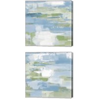Framed 'Urban Walkway Blue and Green 2 Piece Canvas Print Set' border=