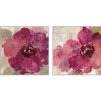 Framed 'Elegant Fresco Floral Gold Flower 2 Piece Art Print Set' border=