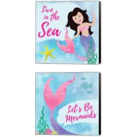 Framed 'Be Mermaids 2 Piece Canvas Print Set' border=