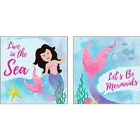 Framed 'Be Mermaids 2 Piece Art Print Set' border=