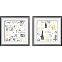 Framed 'Let It Snow Gold 2 Piece Framed Art Print Set' border=