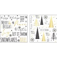 Framed 'Let It Snow Gold 2 Piece Art Print Set' border=