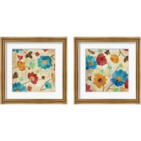 Framed 'Coral and Teal Garden 2 Piece Framed Art Print Set' border=