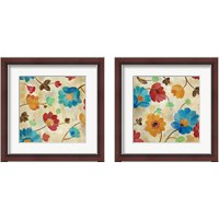 Framed 'Coral and Teal Garden 2 Piece Framed Art Print Set' border=