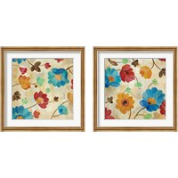 Framed 'Coral and Teal Garden 2 Piece Framed Art Print Set' border=