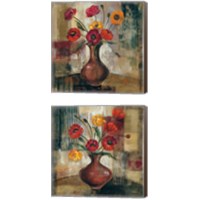 Framed 'Poppies in a Copper Vase 2 Piece Canvas Print Set' border=
