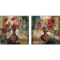 Framed Poppies in a Copper Vase 2 Piece Art Print Set