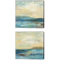 Framed 'Sunset Beach 2 Piece Canvas Print Set' border=