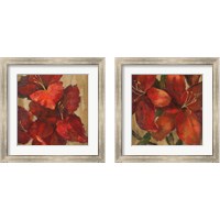 Framed Vivid Red Flower on Gold 2 Piece Framed Art Print Set