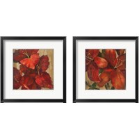 Framed Vivid Red Flower on Gold 2 Piece Framed Art Print Set