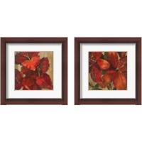 Framed Vivid Red Flower on Gold 2 Piece Framed Art Print Set
