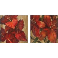Framed Vivid Red Flower on Gold 2 Piece Art Print Set