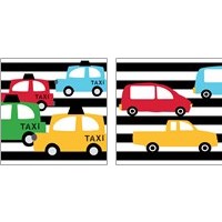 Framed 'Bright Cars Multi 2 Piece Art Print Set' border=