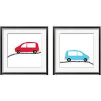 Framed 'Kids Car on Road 2 Piece Framed Art Print Set' border=