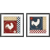 Framed 'Red White and Blue Rooster 2 Piece Framed Art Print Set' border=