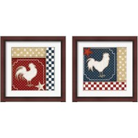 Framed 'Red White and Blue Rooster 2 Piece Framed Art Print Set' border=
