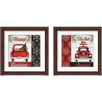 Framed 'Christmas Car 2 Piece Framed Art Print Set' border=