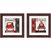 Framed 'Christmas Car 2 Piece Framed Art Print Set' border=