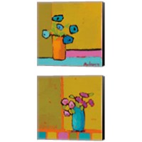 Framed 'Orange & Turquiose Vases 2 Piece Canvas Print Set' border=