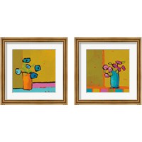 Framed 'Orange & Turquiose Vases 2 Piece Framed Art Print Set' border=