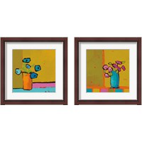 Framed 'Orange & Turquiose Vases 2 Piece Framed Art Print Set' border=