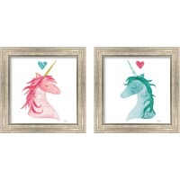 Framed 'Unicorn Magic Heart 2 Piece Framed Art Print Set' border=