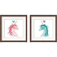Framed 'Unicorn Magic Heart 2 Piece Framed Art Print Set' border=