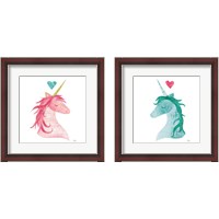 Framed 'Unicorn Magic Heart 2 Piece Framed Art Print Set' border=