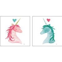 Framed 'Unicorn Magic Heart 2 Piece Art Print Set' border=