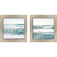 Framed 'Feel the Waves 2 Piece Framed Art Print Set' border=