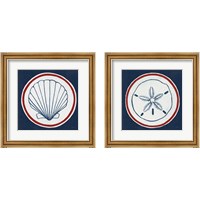 Framed 'Summer Shells Nautical 2 Piece Framed Art Print Set' border=