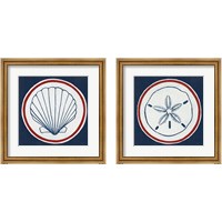 Framed 'Summer Shells Nautical 2 Piece Framed Art Print Set' border=