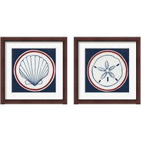 Framed 'Summer Shells Nautical 2 Piece Framed Art Print Set' border=