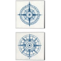 Framed Indigo Gild Compass Rose 2 Piece Canvas Print Set